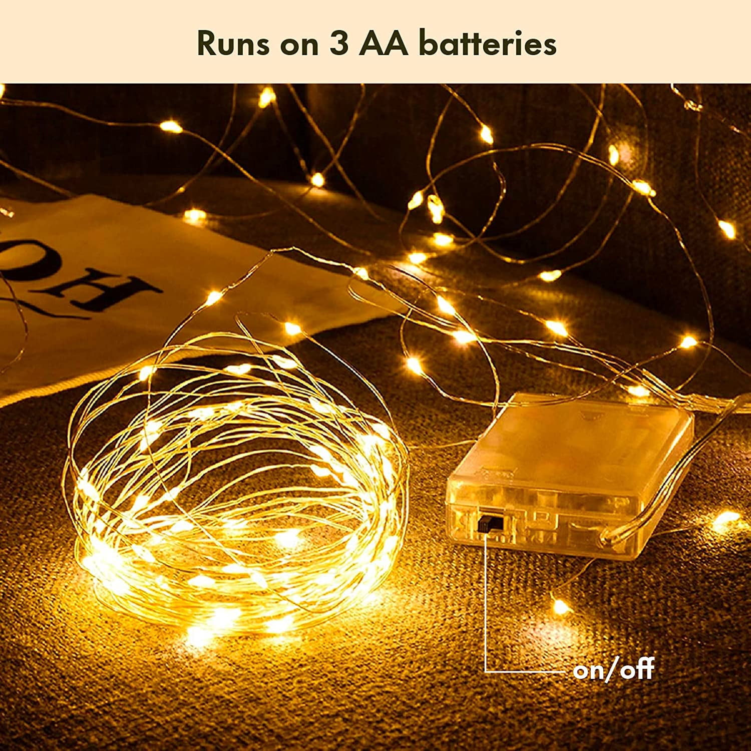 Twinkle Star Easter String Lights, Silver Wire Battery-Operated Easter Fairy Lights; Easter Decorations for the Home, Garden, Christmas, and Wedding; Easter Ideas 2025; Warm White, 33ft, 100 LEDs.