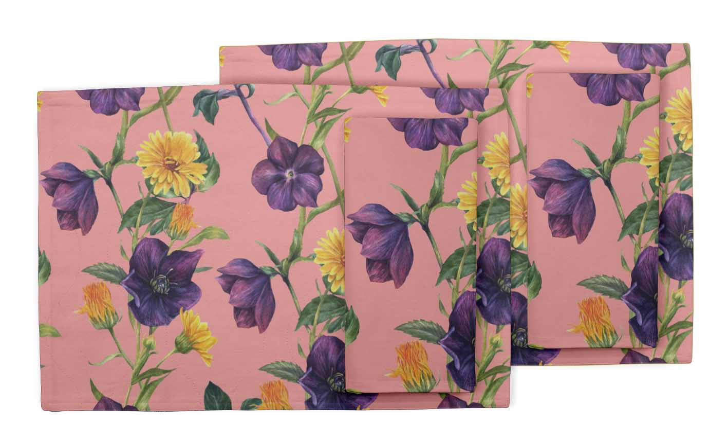 Details about   S4Sassy Amber Flush & Clematis Floral RoomTablemats With Napkins set-FL-62D 
