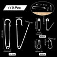3 Styles White Safety Pins 110 Pcs Spray Painted Iron Sewing Tools