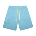thumbnail image 6 of Fashion YLSDY Mens Shorts Casual Lightweight Elastic Waist Solid Color Beach Pants Summer Lounge Sports Shorts with Pockets Light Blue XL, 6 of 7