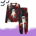 thumbnail image 2 of Fjofpr Girl Clothes Size 10 Children's Halloween Printed Round Neck Long Sleeved Top Elastic Waisted Pants Mid Size Children's Home Suit Set 9 years, 2 of 5