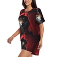 thumbnail image 2 of Daiia Mysterious Hooded Wolf Pattern Womens Pajama Sets Short Sleeve Pajamas for Women Sets Soft Lounge Sets Casual Round Neck Sleepwear PJS-4X-Large, 2 of 7