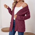 thumbnail image 5 of Women's Solid Color Long Sleeve Length Cardigan Sweater Coat Top with Pockets for Spring and Fall Seasons, Casual Layering for Daily Use,Wine,2XL, 5 of 8