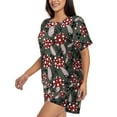 thumbnail image 2 of Rateoe Autumn Forest Mushrooms Pattern Women's Short-Sleeved Pajama Set - 2 Piece Soft and Lightweight Sleepwear Set-XX-Large, 2 of 7