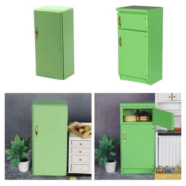 2/Set 1:12 Casa de Refrigerador Accesorios de Decoración de Cocina Hechos perfke refrigerador de casa de muñecas