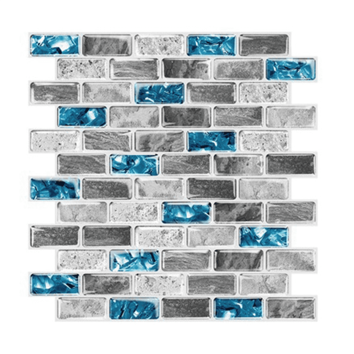 5X Vivid Tiles Blue Peel and Stick 3D Brick Effect Waterproof Kitchen Backsplash Decor Self Adhesive Wallpaper
