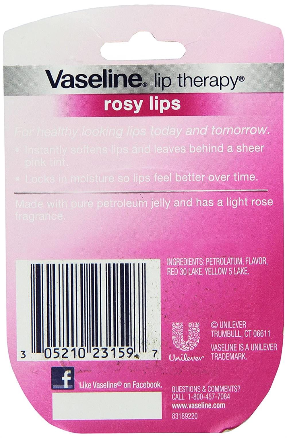 Pack of (12) Vaseline Lip Therapy Lip Balm Mini, Rosy, 0.25 oz