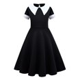 thumbnail image 1 of Vestidos Largos Para Niñas Miércoles Addams Familia Niños Negro Gótico Solapa Manga Corta Halloween Fiesta Cosplay Disfraz, 1 of 3