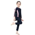 thumbnail image 4 of IBTOM CASTLE Kids Girls Burkini Swimsuits Modest Muslim Islamic Long Sleeve Rash Guard Full Cover Hijab Top Skirted Swim Capris ​Swimwear 6-7 Years Navy Blue + Pink, 4 of 8