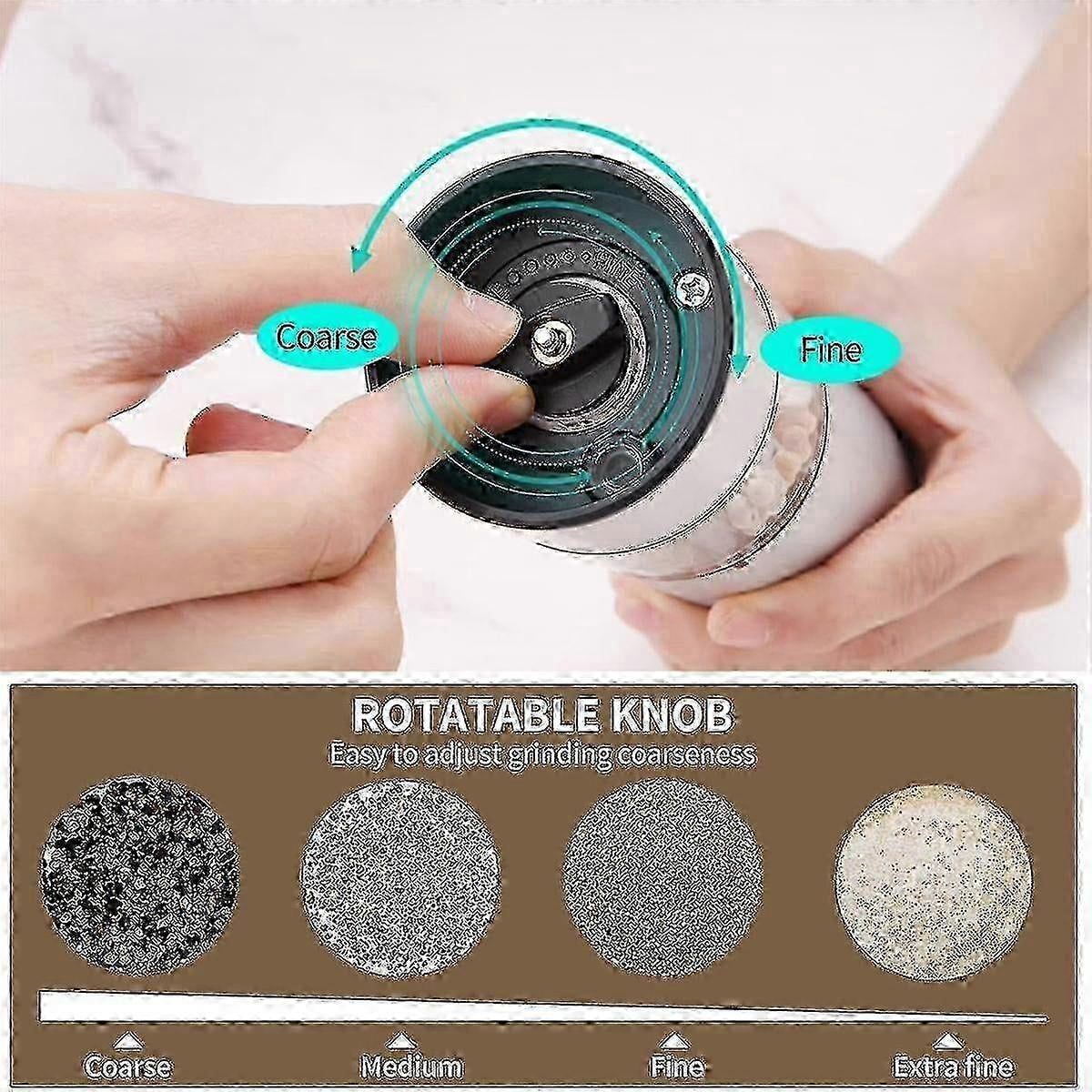 Rechargeable Electric Pepper Grinder, Stainless Steel Pepper Mill With Led Light And Adjustable Coarseness