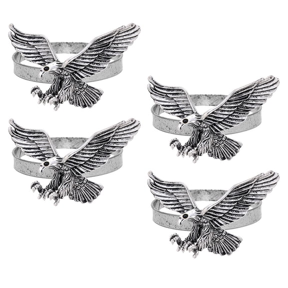 LEORX 4Pcs Metal Eagle Napkin Rings for Wedding Table Decor