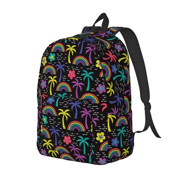 Disketp Colorful Palms Mochila de Lona Estampada, Mochila Escolar de Viaje Ligera para Estudiantes y Portátil-Medium