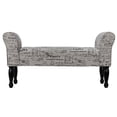 thumbnail image 2 of Cortesi Home Bailee Beige Script on Linen Fabric Padded Accent Bench, 2 of 2