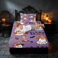 thumbnail image 5 of Homewish Halloween Cowboy Ghost Twin Sheets, Floral Boot Maple Leaf Bedding, Dusty Lavender Orange Brown, 3pcs (1 Flat Sheet, 1 Fitted Sheet and 1 Pillowcase), 5 of 6