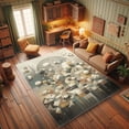 thumbnail image 3 of Ambesonne Abstract Decorative Rug Carpet, Dreamy Rounds and Fish Art, 2' 5" x 5', Champagne Pale Teal, 3 of 5