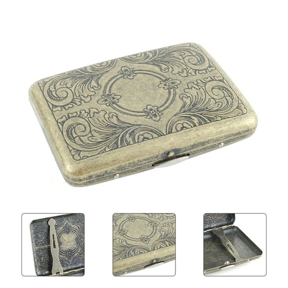 WHAMVOX 1Pcs Rectangular Stainless Steel Cigarette Case for Cigarettes Portable Vintage Style