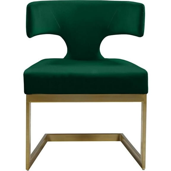 Maklaine 17.7" Contemporary Style Velvet Dining Chair in Green