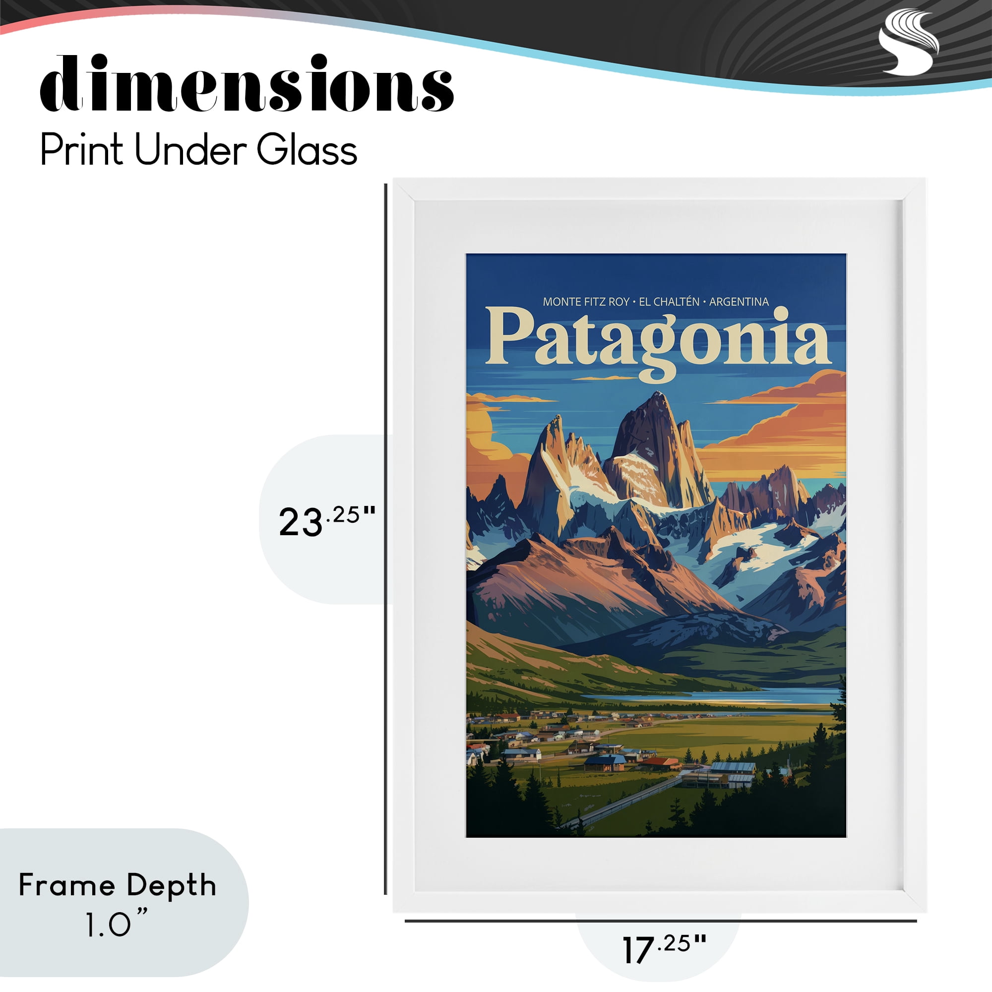 Stupell Industries Patagonia Valley Landscape White Framed Print Under Glass, design by Andreas Magnusson