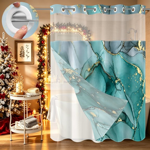 1pc Plain Double Layer Shower Curtain 74x72/80x72/86x72 inch Home Versatile Bathroom Decor