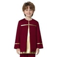 thumbnail image 4 of Aislor Boys Liturgical Praise Dance Pullover Top Choir Gowns Metallic Shiny Tunic Shirt Church Robe Worship Burgundy 12, 4 of 7