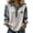 Grey, variant on VJGBEGW Women's Denim Patchwork Sweatshirts Henley Button Lapel Collar Long Sleeve Shirt Color Block Loose Fit Pullover Tops Blue L