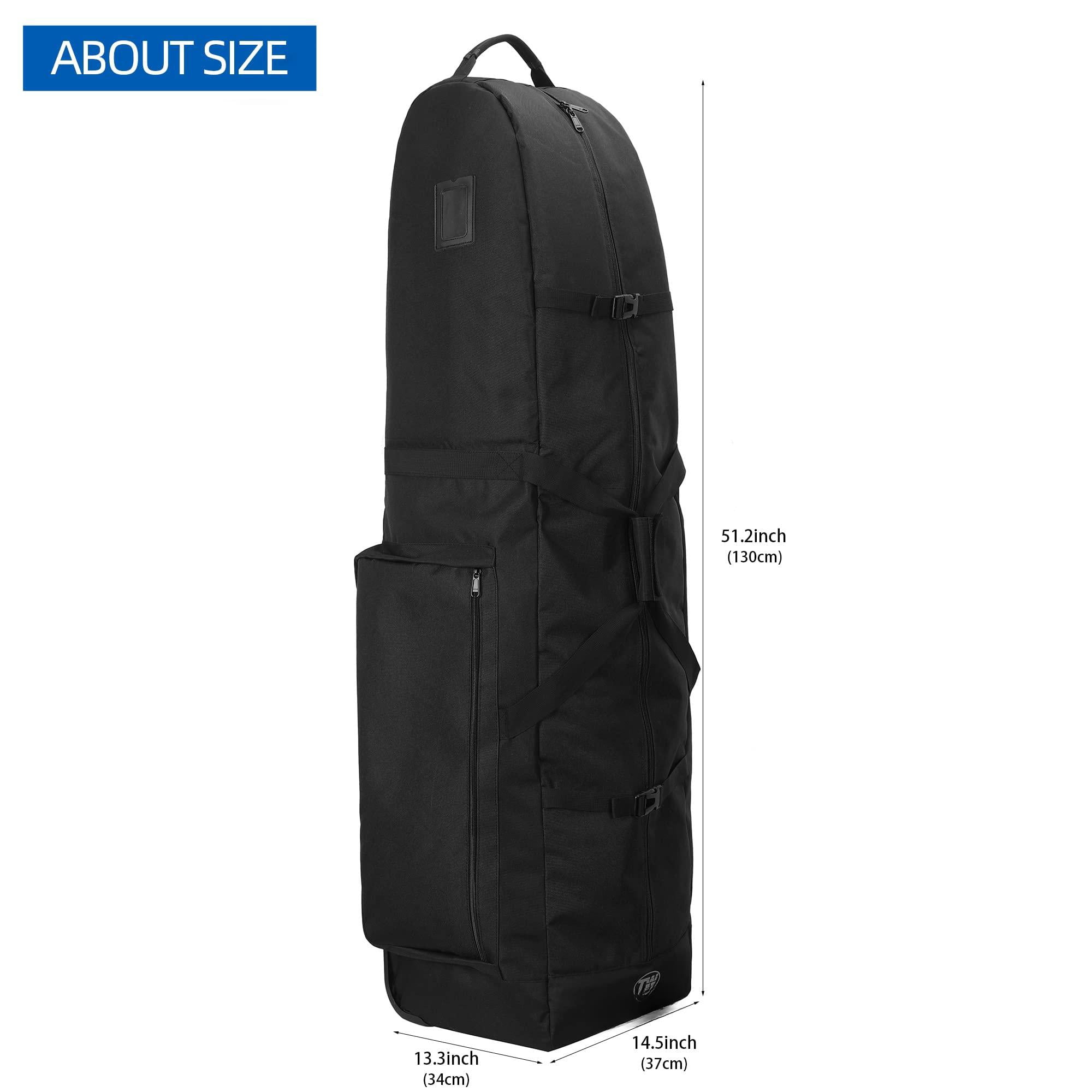 Foldable Padded Golf Travel Bag  Heavy Duty 900d Polyester Club Waterproof Carry Cart With Wheels Soft-sided Spacial Size For Gear Transportation