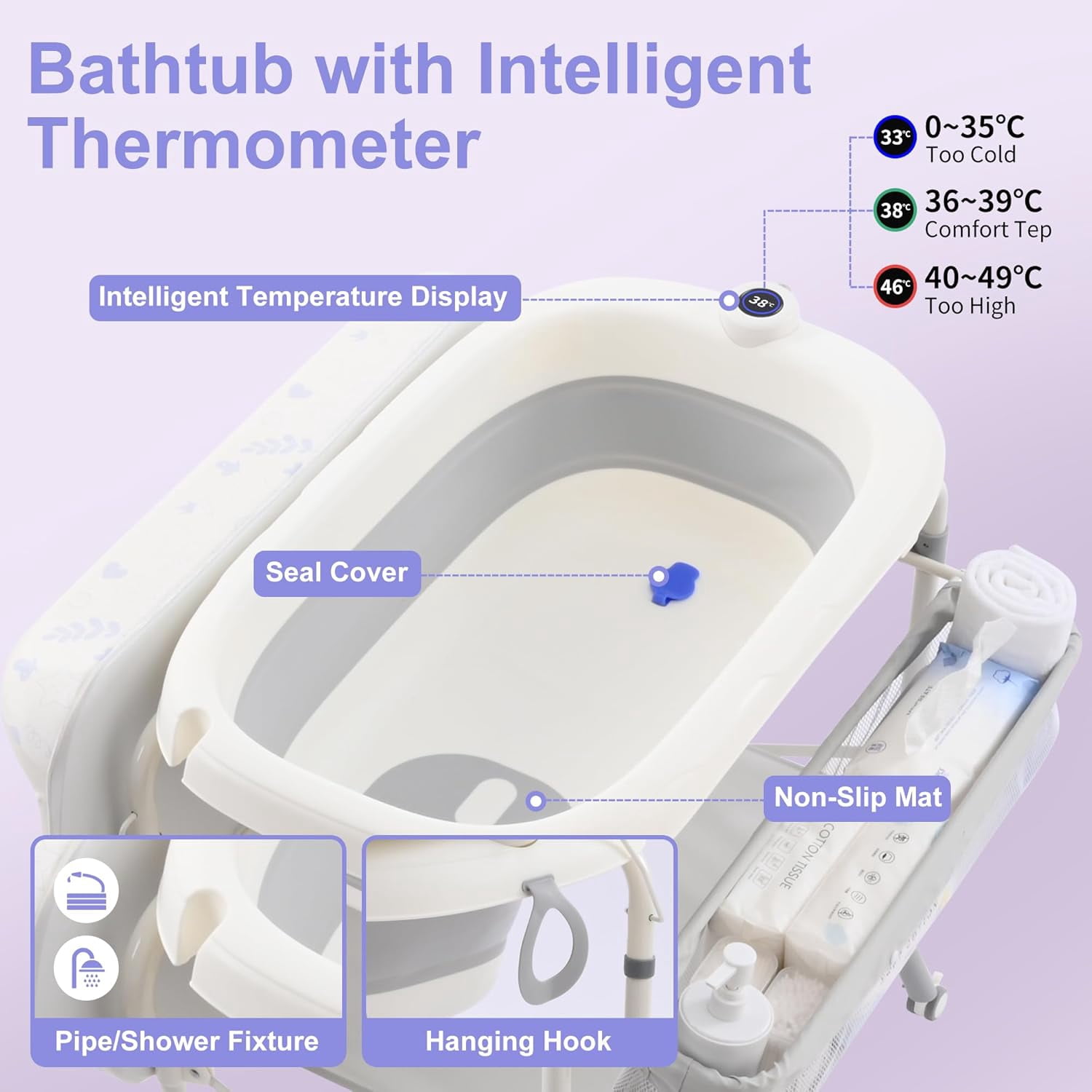 2 in 1 Baby Bathtub with Changing Table, Cuoote Diaper Changing Station Portable Waterproof Changing Table