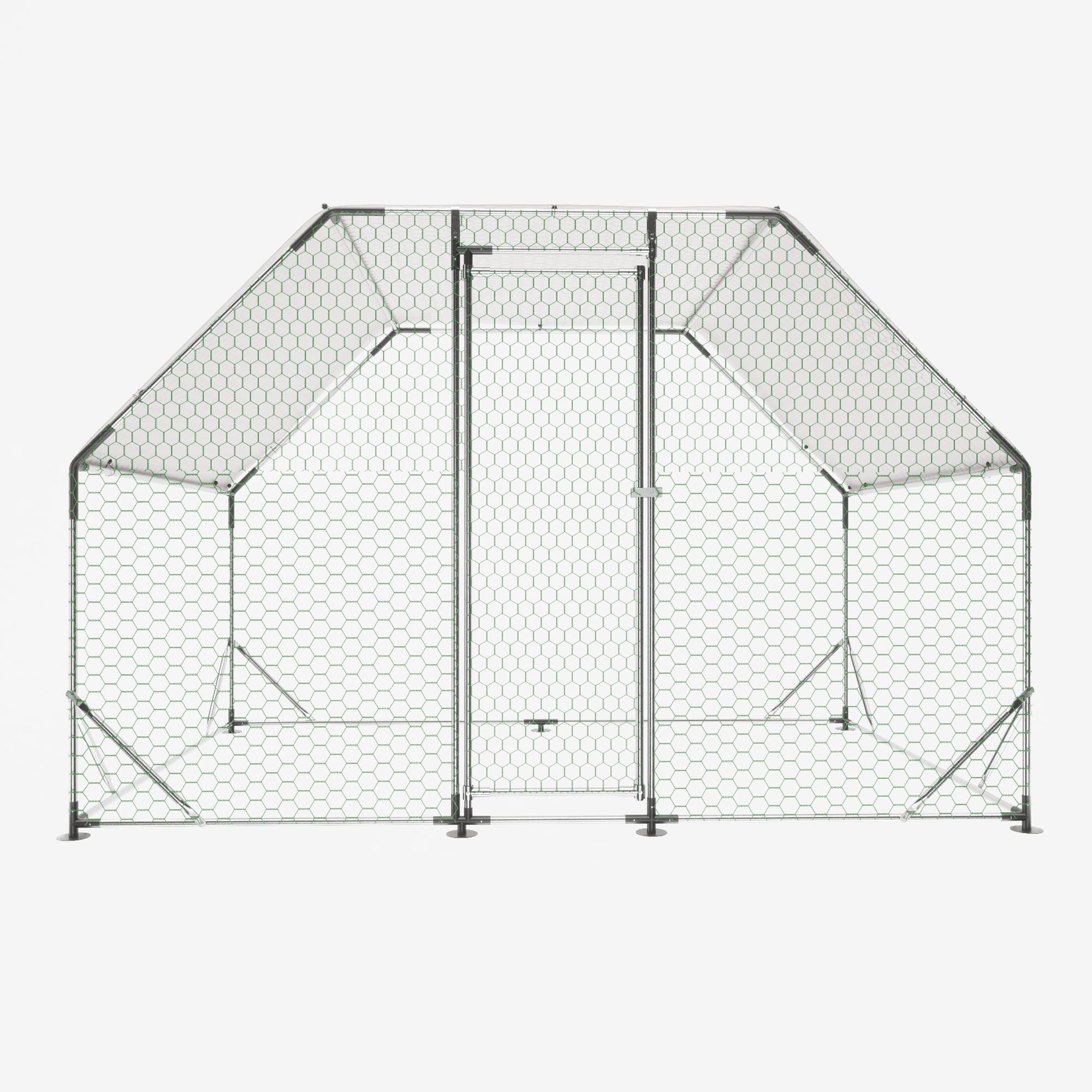 Pefilos 77" Galvanized Metal Chicken Coop for Outdoor, Large Walk in Chicken Cage Farm Poultry Run with Waterproof, Hen House for Rabbit and Chicken, Silver