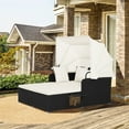thumbnail image 4 of Gymax Patio Hand-Woven PE Wicker Daybed Outdoor Loveseat Sofa Set w/ Off White Cushions, 4 of 10
