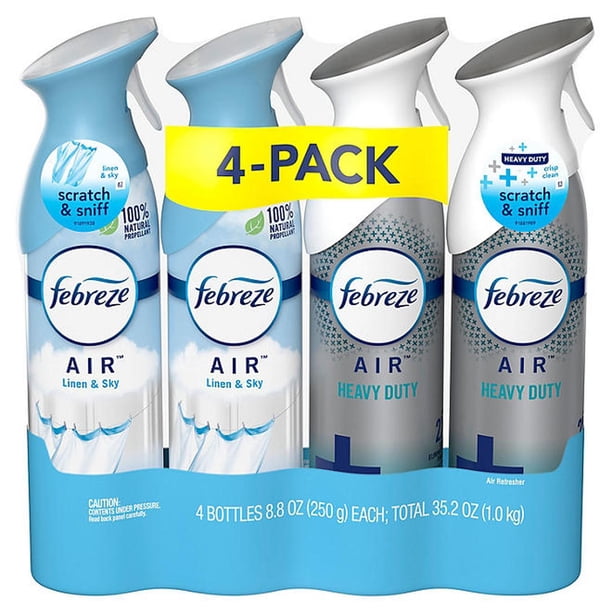 Febreze Air Freshener, 4-Pack (2 x Linen & Sky, 2 x Heavy Duty, 8.8oz.)
