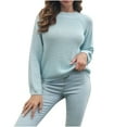 thumbnail image 1 of IROINID Chandail à Encolure Ronde pour Femme, Chandail, Couleur Unie, Ample, Mi-Long, Manches Longues, Hauts, Blouse, Chandail Tricoté, 1 of 5