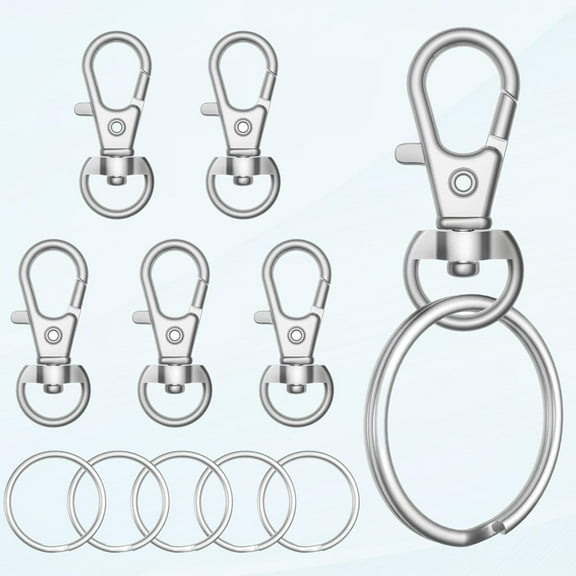 100pcs Miotal Gliomach Claw Clasp le Fáinne Eochair do Ceardaíocht, Gearrthóga Lanyard Hook Léim, Clipeanna sclóine (Claw Clasp 50pcs   Key Ring 50pcs)