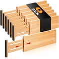 thumbnail image 1 of Fabsome Organizadores de cajones para cómoda, paquete de 6, 4.65 pulgadas de alto ajustable de 12.5 a 17 pulgadas, divisores de cajones de bambú para ropa de bebé, separadores de madera para organizac, 1 of 5