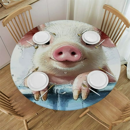 

Palnkart Pig Theme Round Tablecloth Stain-Resistant Washable Indoor Outdoor Table Cover for Restaurants Weddings Parties Waterproof Home Kitchen Outdoor Decor 42 -46