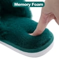 thumbnail image 5 of Comwarm Women's Fuzzy Slippers Open Toe Cross Band Slippers Memory Foam House Slippers for Women, Green, 5 of 6