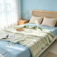 thumbnail image 6 of Washed Cotton Summer Quilt Cotton Filling Cool Breathable Plaid Bed Blanket Lightweight Quilt for Hot Weather Bedroom Dorm Home Decor, 6 of 6