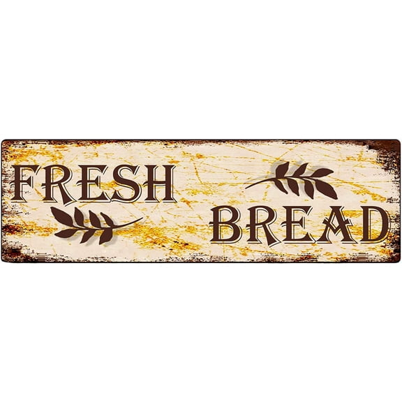 Metal Sign Fresh Bread Vintage Signs Retro Tin Signs Aluminum Sign for Kitchen Home Garden Wall Bar Cafe Decor 4x16 Inches