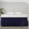 thumbnail image 2 of RUseeN Wrap Around Ruffled Bed Skirt with Adjustable Elastic Belt - 15 Inch Drop Easy to Put On, Wrinkle Free Bedskirt Dust Ruffles, Bed Frame Cover for Queen Size Beds, Navy, 2 of 7