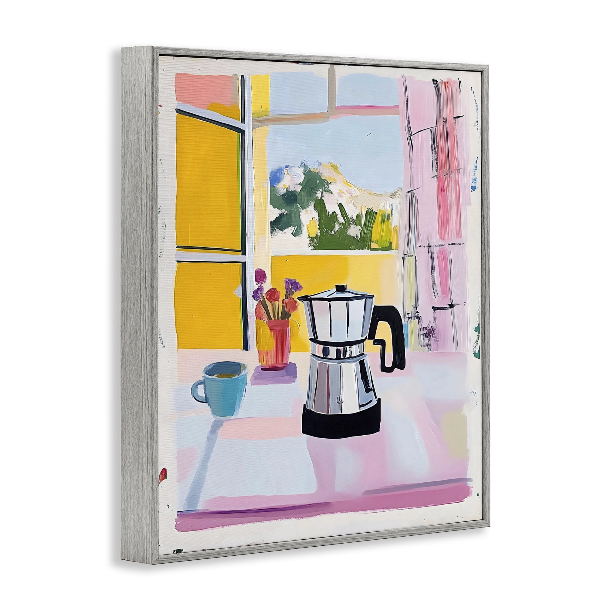 Stupell Industries Italian Moka Pot Kitchen Gray Framed Giclee Art, design by The Prints Vibe