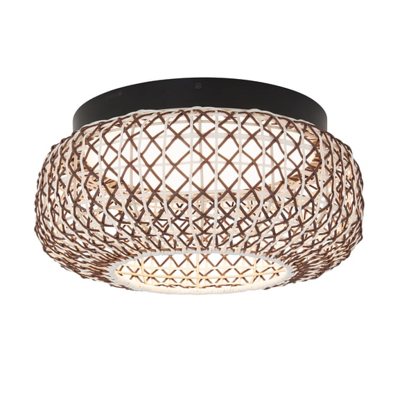 Artika Benson Plafonnier Exotique, Noir et Rotin