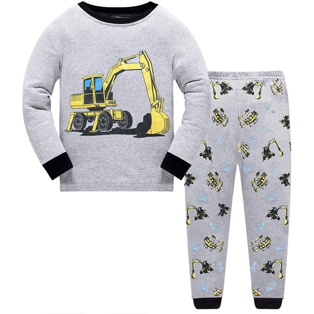 Pijamas para niños pequeños Camión de bomberos 100% algodón Tren para niños Conjuntos de pijamas de 2 piezas Conjunto de ropa de dormir 1-7 T Adepaton CJWUS-1621
