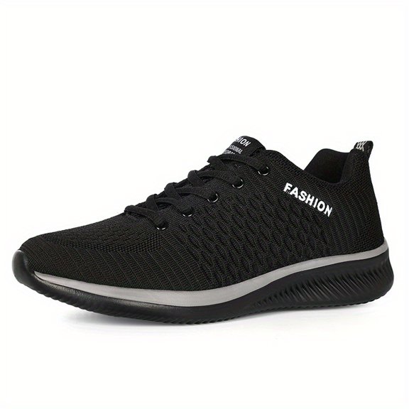 Men's Black and Red Lightweight Breathable Sneakers, Cushioned Non-Slip Running and Walking Shoes for Jogging, Gym Workouts, and Casual Sportswear