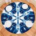 thumbnail image 2 of Indigo Tie Dye Floral Mandala Round Fitted Tablecloth with Elastic Edge,Dining Table Cover Waterproof,Outdoor Round Tablecloth for Camping,Dining,Indoor and Outdoor, 2 of 7