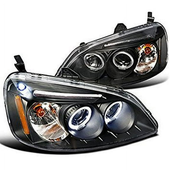 Spec-D Tuning 2LHP-CV01JM-TM Honda Civic Dual Halo Led Black Projector Head Lights