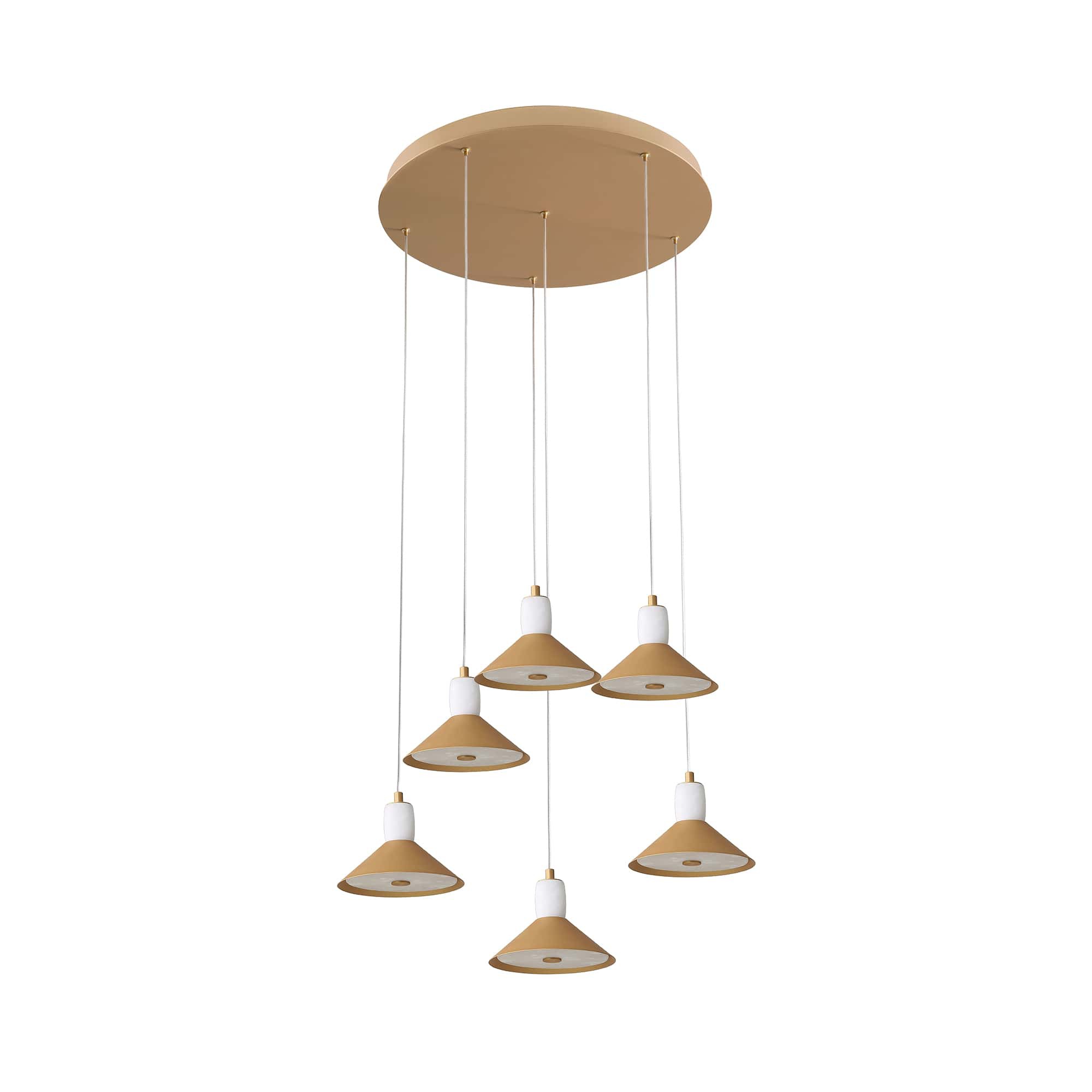 Spanish Alabaster  Aluminum Six-Light Chandelier