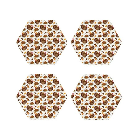 

Tideii Turkey And Thanksgiving3 for Leather Coasters 4 Pieces Anti-fouling and Anti-scalding Decorative Coasters Suitable for Restaurants Kitchens Coffee Shops-Hexagon