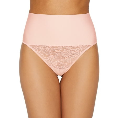 

Maidenform Tame Your Tummy Lace Shaping Thong with Cool Comfort® Fabric Pink Pirouette M Women s