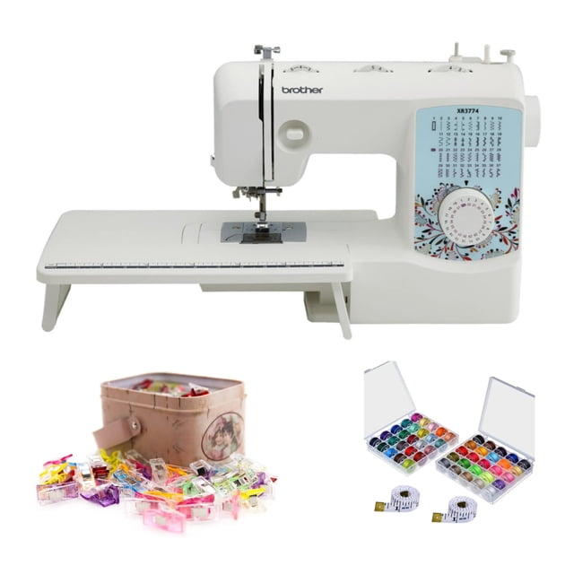 Máquina de Coser Brother XR3774 con Mesa Ancha y 37 Puntadas - Kit Completo