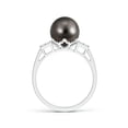 thumbnail image 2 of Angara Tahitian Cultured Pearl Ring with Cluster Diamonds in 14K White Gold for Women | June Birthstone Jewelry for Her, 2 of 8