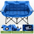 thumbnail image 3 of Double Camping Chair for Adults, Outdoor Heavy Duty Folding Loveseat for 2 Person, Oversized Padded Camping Chairs for Large Adults with Cup Holders and Carrying Bag, Portable Double Camp Chair Blue, 3 of 8